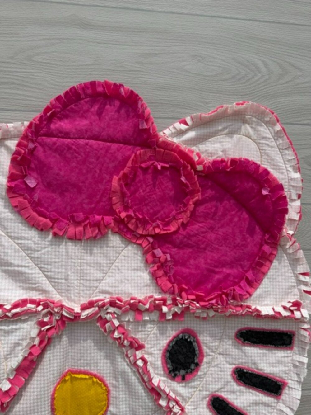 Homemade Small Hello Kitty Pink, White & Black Rag Quilt - Picture 3 of 10